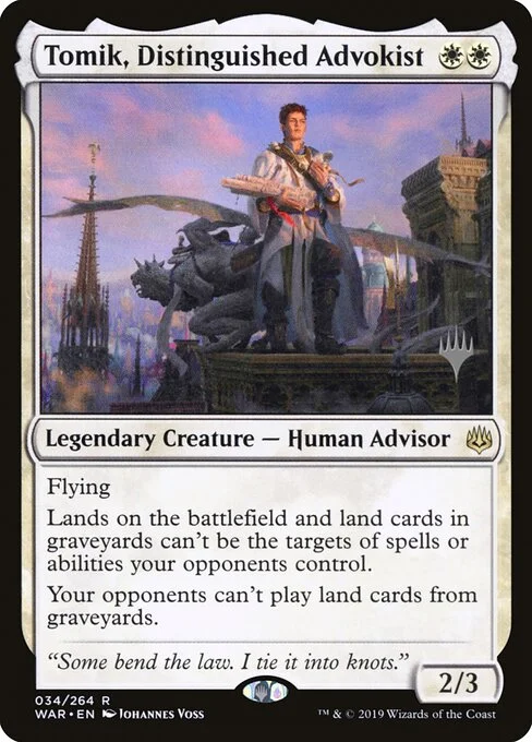 Tomik, Distinguished Advokist, carta Magic di tipo Legendary Creature — Human Advisor illustrata da Johannes Voss
