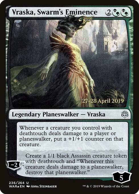 Vraska, Swarm's Eminence, carta Magic di tipo Legendary Planeswalker — Vraska illustrata da Anna Steinbauer