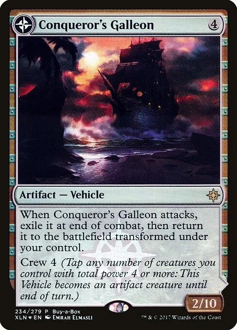 Conqueror's Galleon // Conqueror's Foothold, carta Magic di tipo Artifact — Vehicle // Land illustrata da Emrah Elmasli & Jared Blando