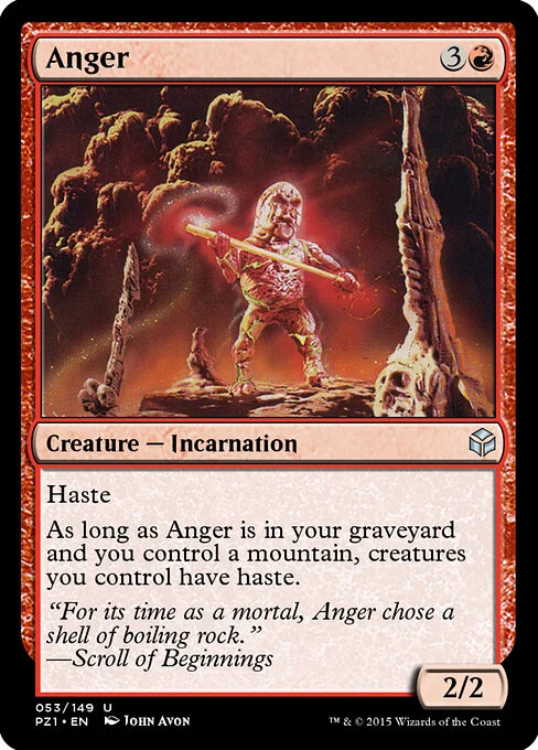Anger, carta Magic di tipo Creature — Incarnation illustrata da John Avon