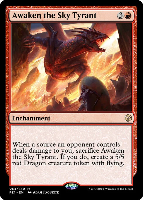 Awaken the Sky Tyrant, carta Magic di tipo Enchantment illustrata da Adam Paquette
