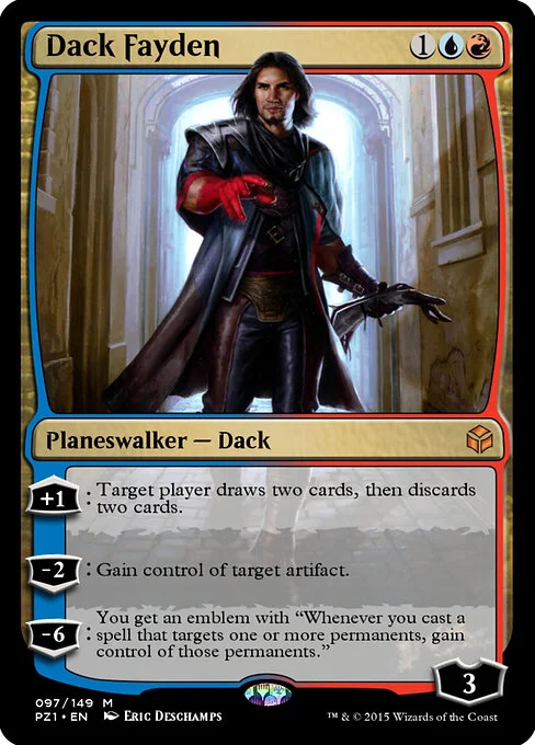 Dack Fayden, carta Magic di tipo Legendary Planeswalker — Dack illustrata da Eric Deschamps