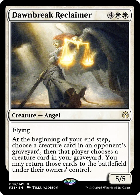 Dawnbreak Reclaimer, carta Magic di tipo Creature — Angel illustrata da Tyler Jacobson