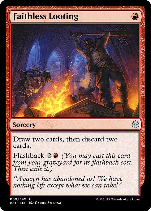 Faithless Looting, carta Magic di tipo Sorcery illustrata da Gabor Szikszai
