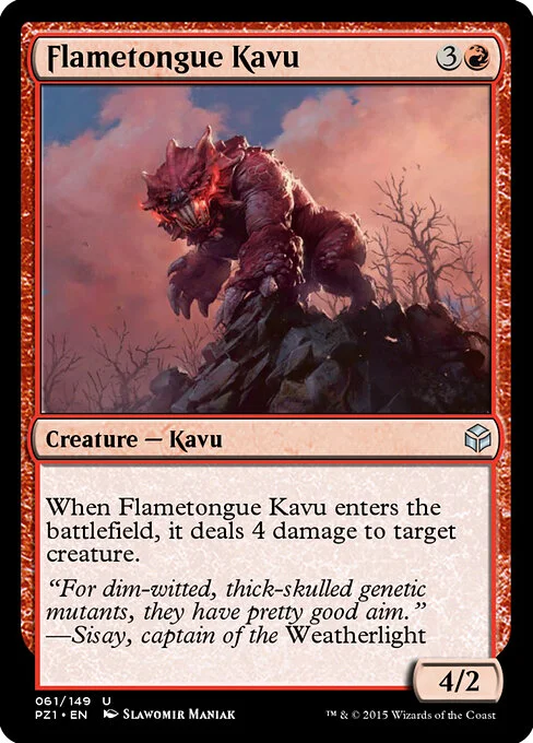 Flametongue Kavu, carta Magic di tipo Creature — Kavu illustrata da Slawomir Maniak