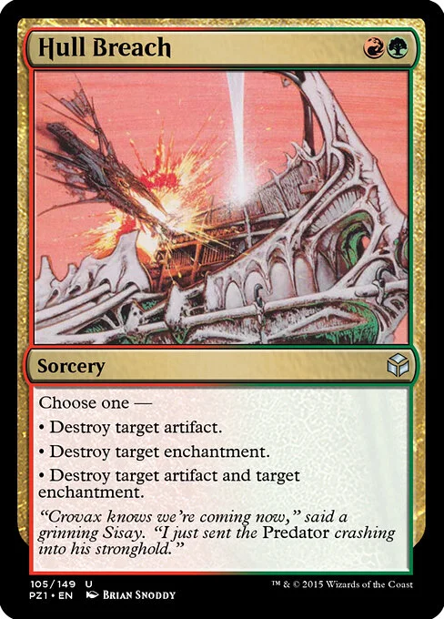 Hull Breach, carta Magic di tipo Sorcery illustrata da Brian Snõddy