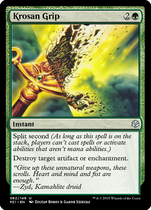 Krosan Grip, carta Magic di tipo Instant illustrata da Zoltan Boros & Gabor Szikszai