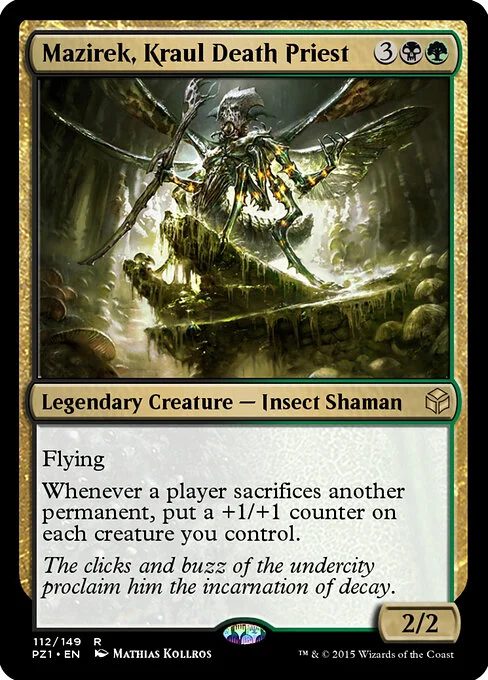 Mazirek, Kraul Death Priest, carta Magic di tipo Legendary Creature — Insect Shaman illustrata da Mathias Kollros