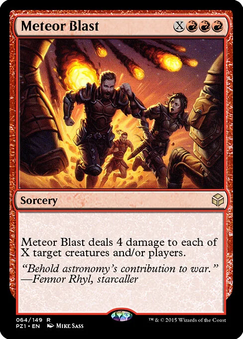 Meteor Blast, carta Magic di tipo Sorcery illustrata da Mike Sass