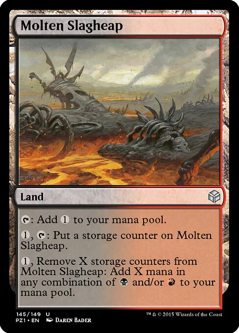 Molten Slagheap, carta Magic di tipo Land illustrata da Daren Bader