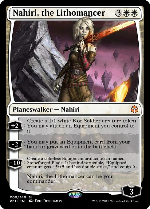 Nahiri, the Lithomancer, carta Magic di tipo Legendary Planeswalker — Nahiri illustrata da Eric Deschamps