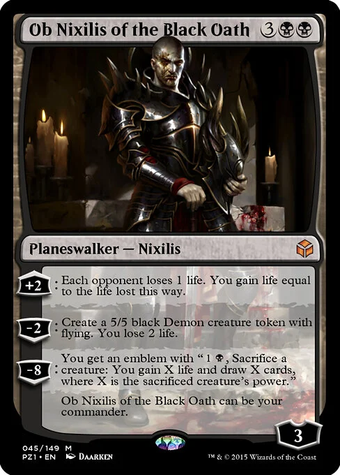 Ob Nixilis of the Black Oath, carta Magic di tipo Legendary Planeswalker — Nixilis illustrata da Daarken