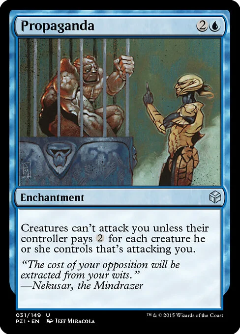 Propaganda, carta Magic di tipo Enchantment illustrata da Jeff Miracola