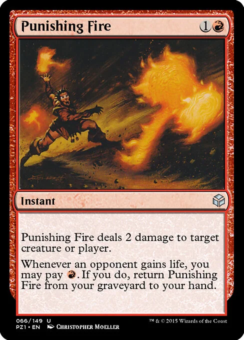 Punishing Fire, carta Magic di tipo Instant illustrata da Christopher Moeller