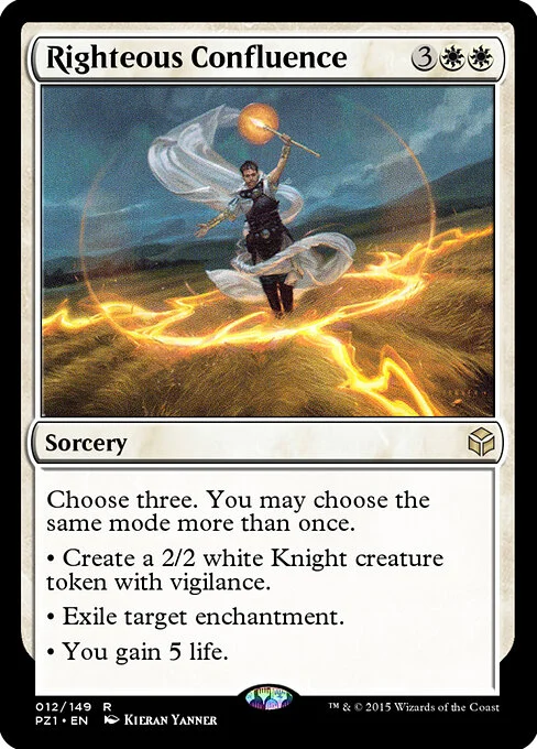 Righteous Confluence, carta Magic di tipo Sorcery illustrata da Kieran Yanner