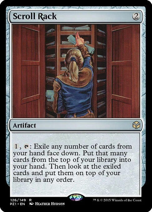 Scroll Rack, carta Magic di tipo Artifact illustrata da Heather Hudson