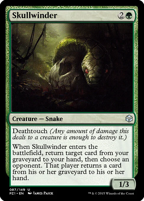 Skullwinder, carta Magic di tipo Creature — Snake illustrata da James Paick