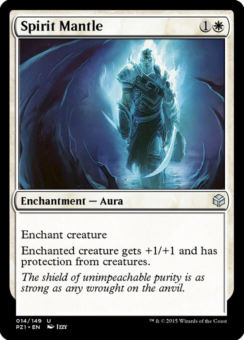 Spirit Mantle, carta Magic di tipo Enchantment — Aura illustrata da Izzy