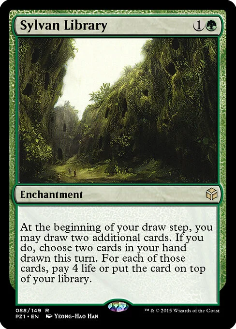 Sylvan Library, carta Magic di tipo Enchantment illustrata da Yeong-Hao Han