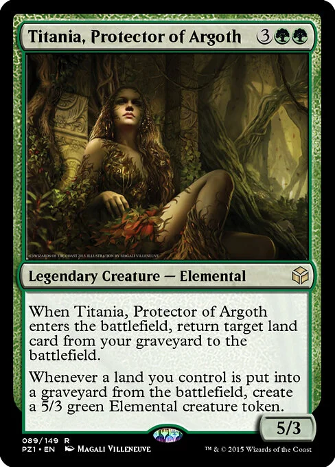 Titania, Protector of Argoth, carta Magic di tipo Legendary Creature — Elemental illustrata da Magali Villeneuve