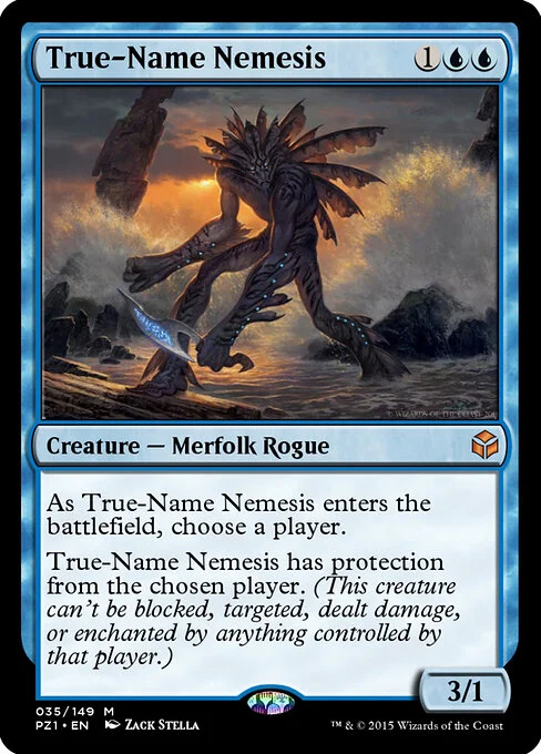 True-Name Nemesis, carta Magic di tipo Creature — Merfolk Rogue illustrata da Zack Stella