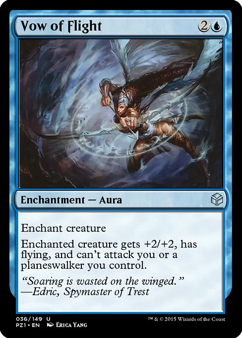 Vow of Flight, carta Magic di tipo Enchantment — Aura illustrata da Erica Yang