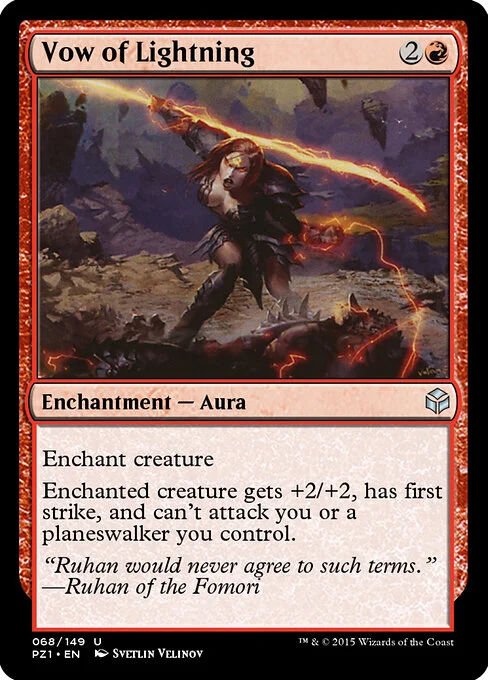 Vow of Lightning, carta Magic di tipo Enchantment — Aura illustrata da Svetlin Velinov