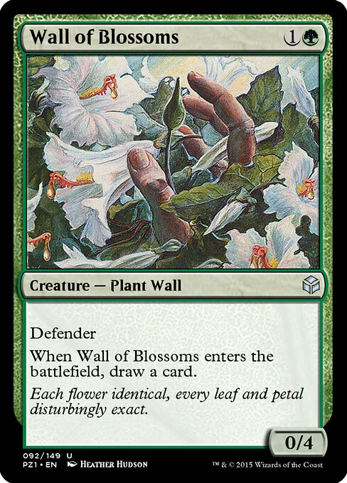 Wall of Blossoms, carta Magic di tipo Creature — Plant Wall illustrata da Heather Hudson