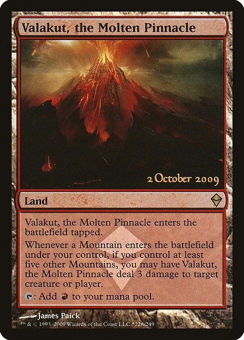 Valakut, the Molten Pinnacle, carta Magic di tipo Land illustrata da James Paick
