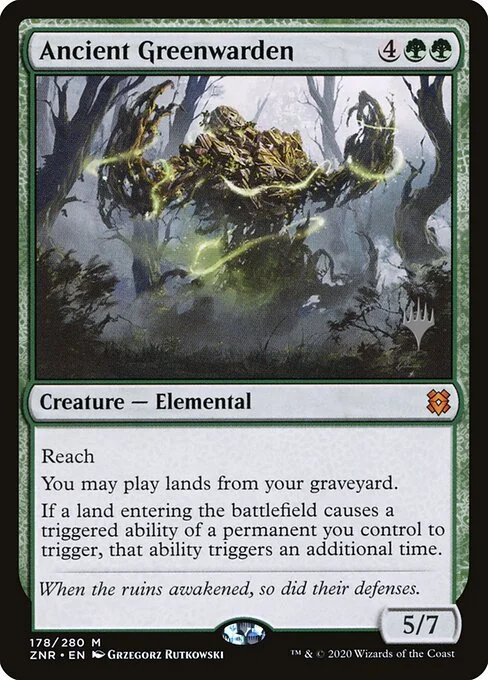 Ancient Greenwarden, carta Magic di tipo Creature — Elemental illustrata da Grzegorz Rutkowski