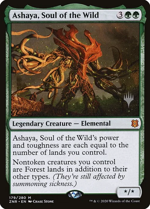 Ashaya, Soul of the Wild, carta Magic di tipo Legendary Creature — Elemental illustrata da Chase Stone