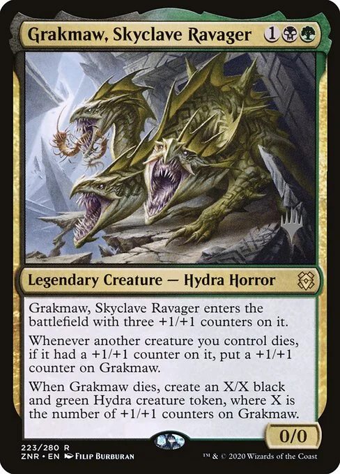 Grakmaw, Skyclave Ravager, carta Magic di tipo Legendary Creature — Hydra Horror illustrata da Filip Burburan