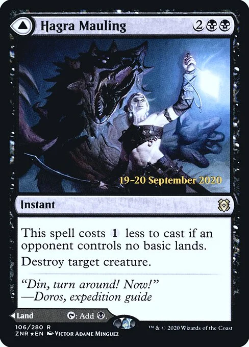 Hagra Mauling // Hagra Broodpit, carta Magic di tipo Instant // Land illustrata da Victor Adame Minguez