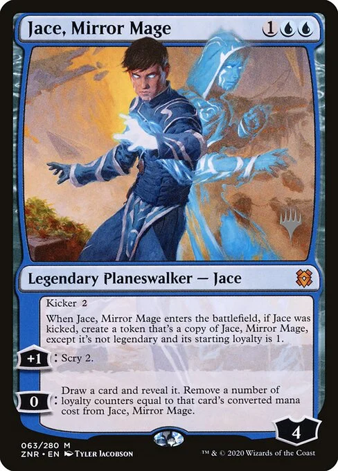 Jace, Mirror Mage, carta Magic di tipo Legendary Planeswalker — Jace illustrata da Tyler Jacobson