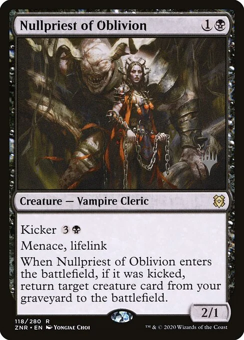 Nullpriest of Oblivion, carta Magic di tipo Creature — Vampire Cleric illustrata da Yongjae Choi