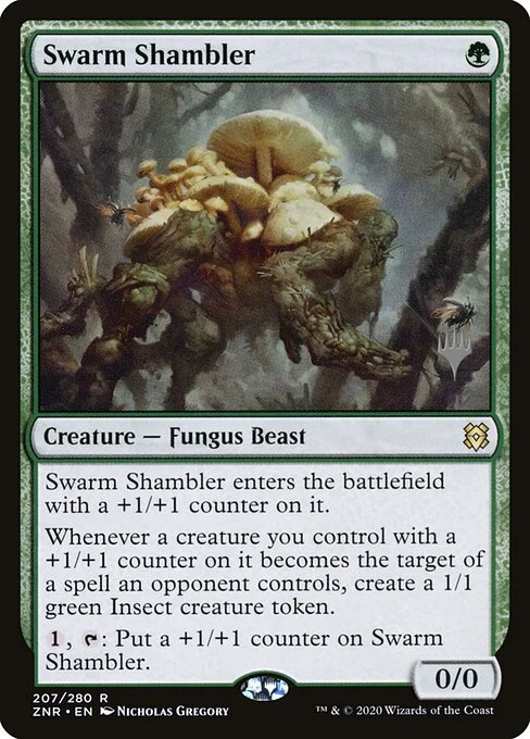 Swarm Shambler, carta Magic di tipo Creature — Fungus Beast illustrata da Nicholas Gregory