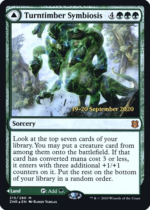 Turntimber Symbiosis // Turntimber, Serpentine Wood, carta Magic di tipo Sorcery // Land illustrata da Randy Vargas