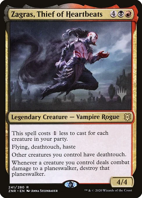 Zagras, Thief of Heartbeats, carta Magic di tipo Legendary Creature — Vampire Rogue illustrata da Anna Steinbauer