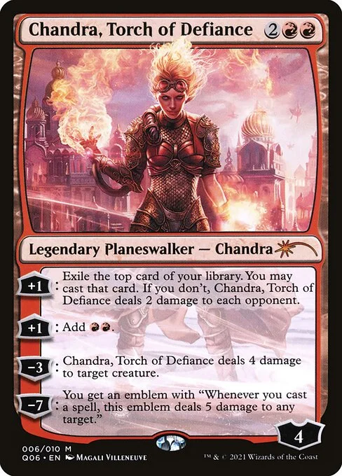 Chandra, Torch of Defiance, carta Magic di tipo Legendary Planeswalker — Chandra illustrata da Magali Villeneuve