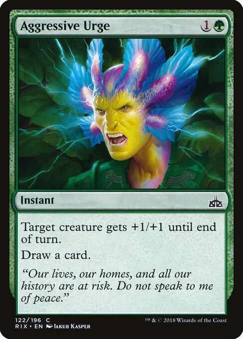 Aggressive Urge, carta Magic di tipo Instant illustrata da Jakub Kasper