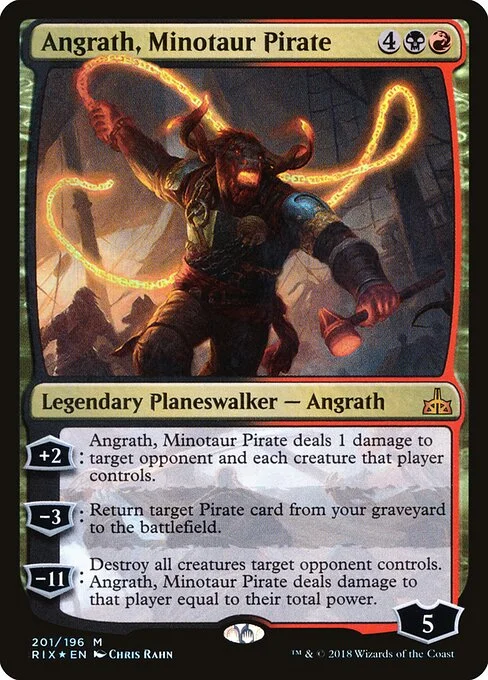 Angrath, Minotaur Pirate, carta Magic di tipo Legendary Planeswalker — Angrath illustrata da Chris Rahn