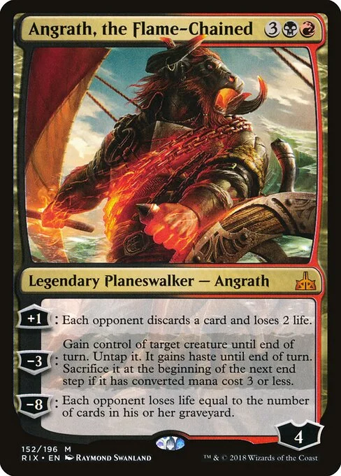 Angrath, the Flame-Chained, carta Magic di tipo Legendary Planeswalker — Angrath illustrata da Raymond Swanland