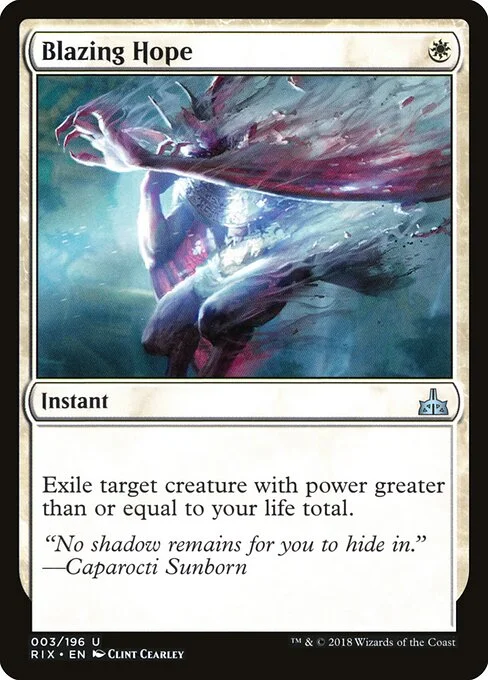 Blazing Hope, carta Magic di tipo Instant illustrata da Clint Cearley