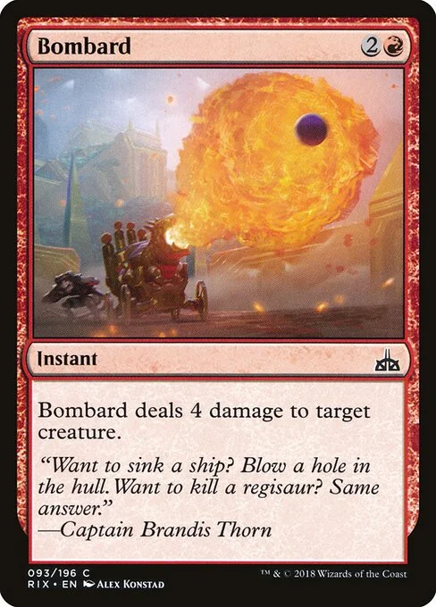 Bombard, carta Magic di tipo Instant illustrata da Alex Konstad