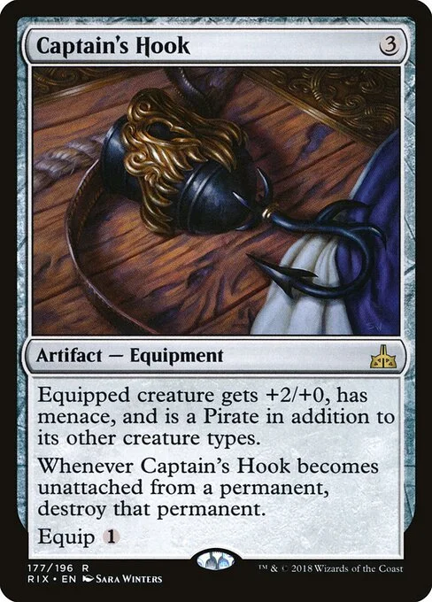 Captain's Hook, carta Magic di tipo Artifact — Equipment illustrata da Sara Winters