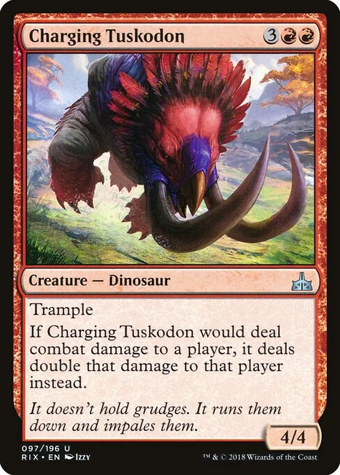 Charging Tuskodon, carta Magic di tipo Creature — Dinosaur illustrata da Izzy