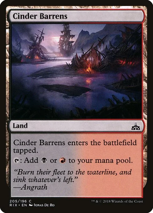 Cinder Barrens, carta Magic di tipo Land illustrata da Jonas De Ro