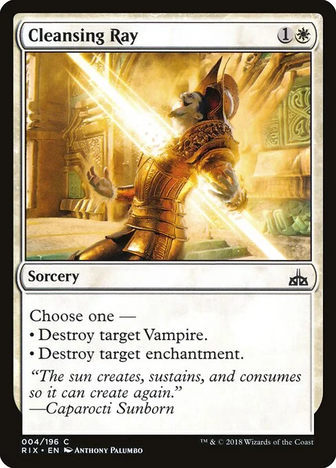 Cleansing Ray, carta Magic di tipo Sorcery illustrata da Anthony Palumbo