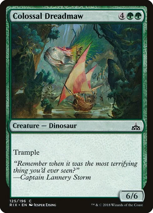 Colossal Dreadmaw, carta Magic di tipo Creature — Dinosaur illustrata da Jesper Ejsing