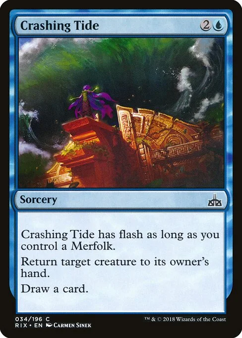 Crashing Tide, carta Magic di tipo Sorcery illustrata da Carmen Sinek